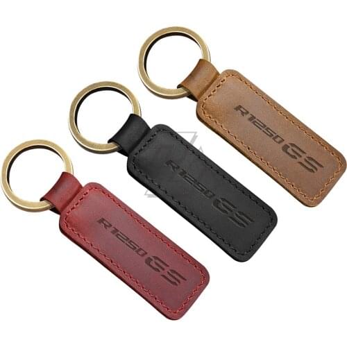 For BMW R1250GS R1250 ADV Rally Models Motorcycle Keychain Cowhide Key Ring