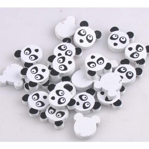 20mm 50pcs Mixed Panda Paintied Wooden Beads For kids Jewelry Making MT1417