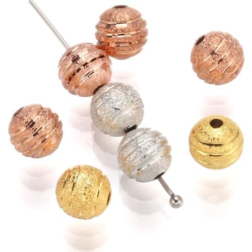 50 pcs Brass plated shinny round bead line carved spacer Beads Findings DIY making For Jewelry Necklace Bracelet Accessories