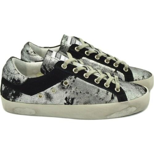 CANGMA Luxury Brand Mens Designer Sneakers Bass Shoes Silver Black Man Distressed Leather Classic Male 2021