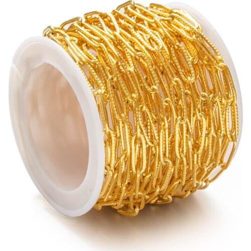 Stainless Steel Oval Texture Link Cross Chains Tail Chain For Jewelry Making Accessories Material Necklace Bracelet Craft 1M 4mm