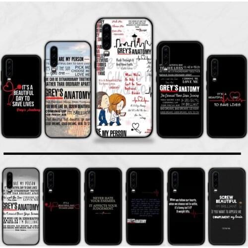 Greys Anatomy Quotes TV Series Phone Case For Huawei P9 P10 P20 P30 Pro Lite smart Mate 10 Lite 20 Y5 Y6 Y7 2018 2019