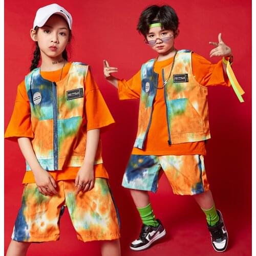 Kid Hip Hop Clothing Tie Dye Oversized T Shirt Jacket Tops Streetwear Summer Cargo Shorts for Girl Boy Dance Costume Clothes