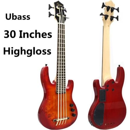 Ubass Electric Ukulele Bass Guitar 30 Inches Bartion 4 Strings Mini UKE Electro Initiative Adapterization Poplar Highgloss