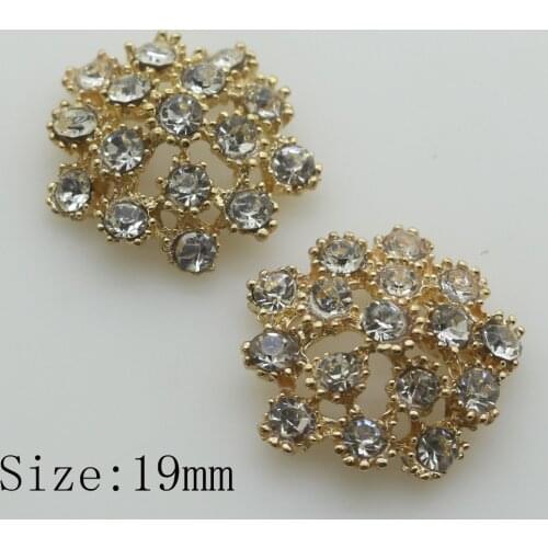 Hot sale 10pc 19MM golden round Flat back rhinestone button wedding invitations decoration DIY Alloy button clothing decoraation