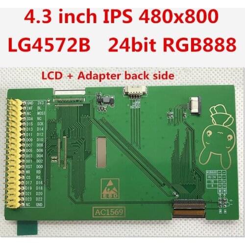 IPS full view 4.3 inch LCD display screen touch panel Adapter module TFT 480*800 resolution LG4572B controller RGB888 interface