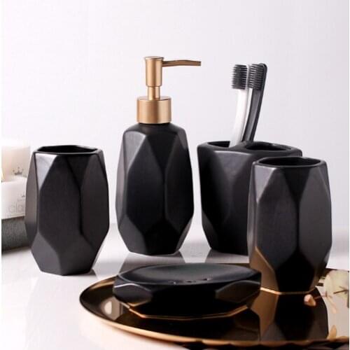 Modern minimalist home bathroom ceramic wash set five-piece bathroom set creative brushing cup gargle cup kit WY5