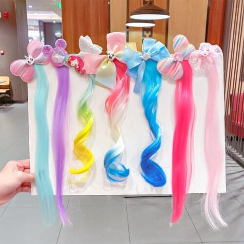 Colorful Wig Hairpins Hairgrips Girls Children Twist Braid Fake Hair Clips Kid Baby Barrettes Cosplay Hair Accessories Headwear