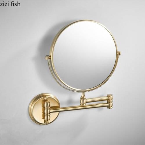 Brass Round Makeup Mirror Bedroom or Bathroom Wall Mounted 1X&3 X Magnifying Double face Mirror Adjustable Stretch Brass Bracket
