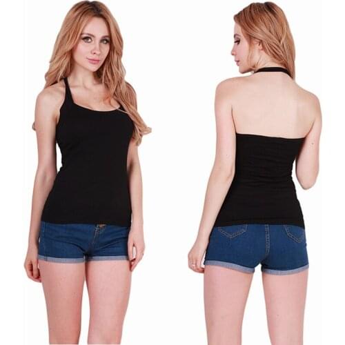 Summer Women Sexy Halter Neck Vest Tops Tees Cotton Sleeveless Tank Backless Strapless Bottoming Sheath Slim Vest