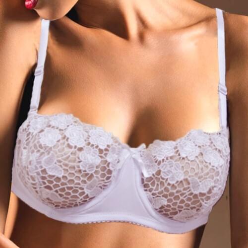 Hot Push Up Bra 3/4 Cup Minimizer Lace Brassiere Women See-Though Lingerie Tow Hook-and-eye Bras Womens Bras Intimates A B C D