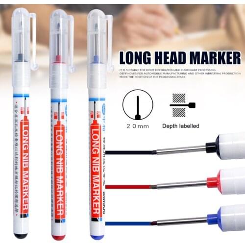 Long Head Markers Bathroom Woodworking Decoration Multi-purpose Deep Hole Marker Pens Pen Red/Black/Blue Ink