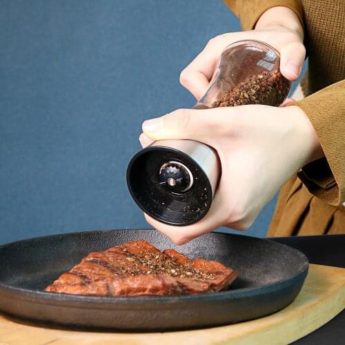 Stainless steel grinder grinder glass body spice salt and pepper grinder kitchen accessories cooking tools portable