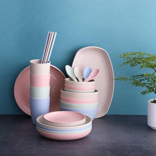 4pcs/Set Bowl Wheat Straw Environmental Kitchen Accessories Protection Bowl Household Rice Salad Noodle Eco Friendly Tableware