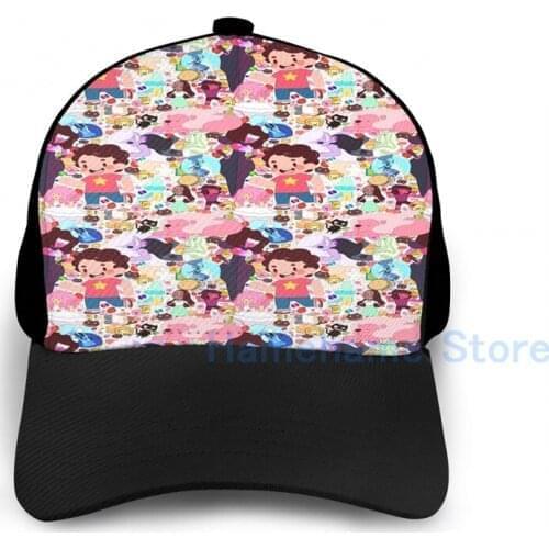 Fashion Steven Universe Pattern Basketball Cap men women Graphic print black Unisex adult hat