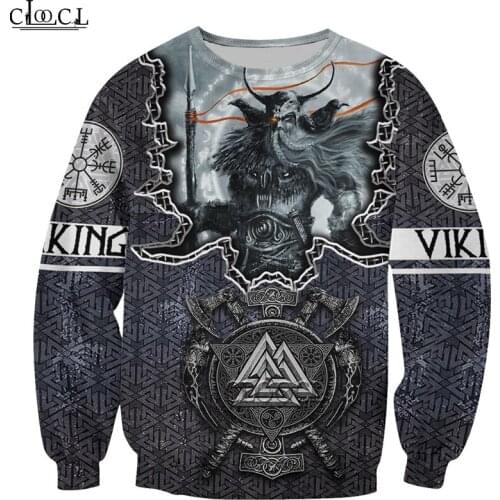 HX Fashion Mens Viking Hoodies 3D Printed Tattoo Odin Sweatshirt Hoodie Harajuku Autumn Streetwear Unisex Casual Tracksuit