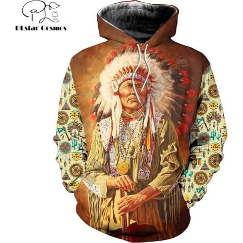 Fashion Mens hoodies Native Indian Chief 3D Printed Hoodie Harajuku Streetwear Cosplay Unisex Casual Jacket Tracksuit YY010