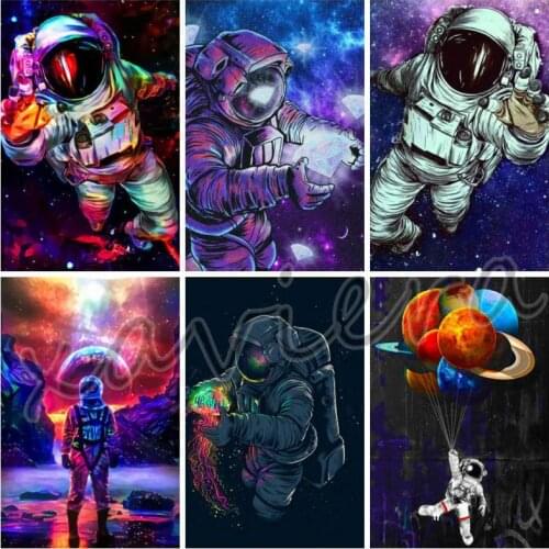 Xaviera 5D Diy Diamond Painting Full Round Square Drill Outer Space Astronaut Mosaic Embroidery Cross Stitch Rhinestone Artwork