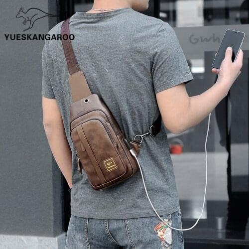 Brand PU Leather Chest Bag New Mens Messenger Bag Fashion Multi-Layer Large Capacity Back Pack Crossbody Bags For Men Sac Homme