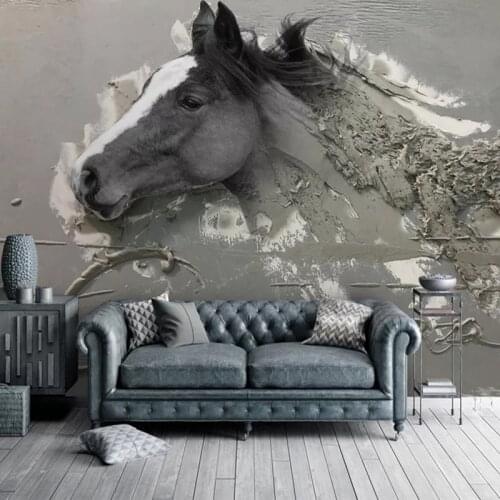 Custom Mural Wallpaper Non-woven 3D Embossed Abstract Horse Art Wall Painting Study Room Bedroom Background Photo Wall Paper 3D