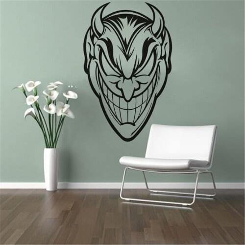Wall Decals Of The Devil Satan Lucifer Home Decoration Devil Face Image Wall Sticker Impressive Evil Spirit Vinyl Murals