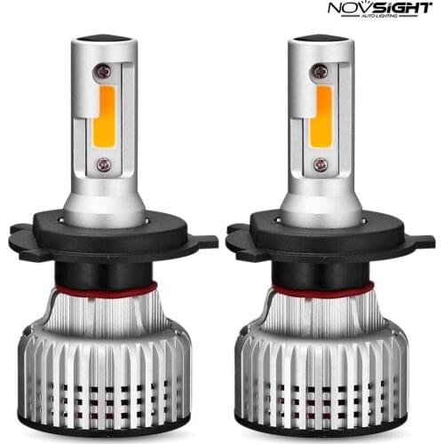 Novsight 2 Pcs Car LED Headlight A500-N12Y-9006 9005/9006/H1/H3/H4/H7/H11 LED Yellow Light 72W 3000K Auto Light Bulbs