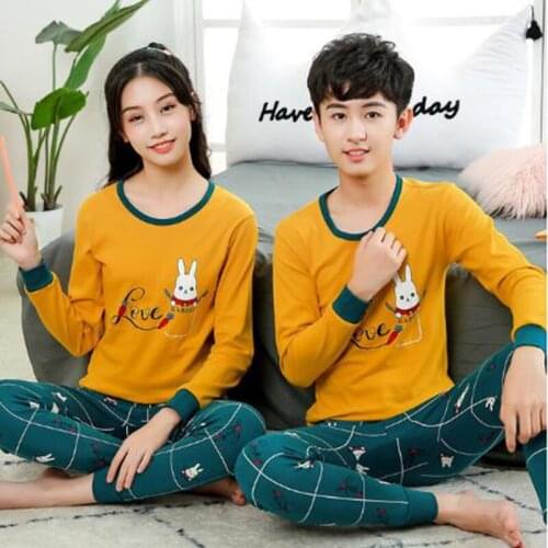 New Cartoon Rabbit Pajamas Children Teen Pyjamas Long Sleeves Teenages Cotton Sets Winter Girls Kids Sleepwear Pijamas For Boys