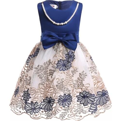 2-9Y Children Girl Floral Princess Dress Baby Girls Birthday Party Evening Dress Ceremony Elegant Girls Costume Ball Gown