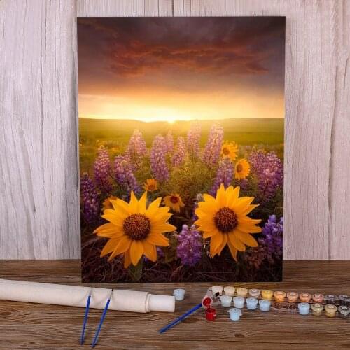 Lake Sunrise Flower Boat DIY Painting By Numbers Package Acrylic Paints 40*50 By Numbers Photo Loft Wall Handiwork