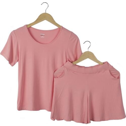 Summer short-sleeved pajamas modal section student home clothes loose seamless two-piece sleepwear pijama pajamas suit female