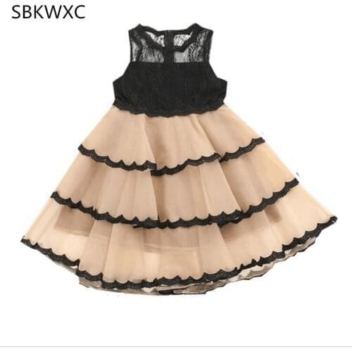 Girls Dress 2-6Y Lace Layered Dress Girls Kids Wedding Dress Princess Party Pageant Tulle Dress 2-6Y