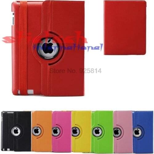 By dhl or ems 20 pcs Lichee Pattern 360 degree rotating PU leather smart cover case for ipad 2 3 4 flip case