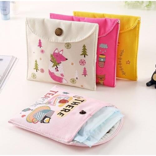 Girls Diaper Sanitary Napkin Storage Bag Canvas Sanitary Pads Package Bags Travel Organizer Set Jewelry Pouch Case Wallet 60XX