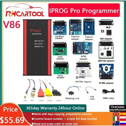 IPROG+ Iprog Pro Programmer V85 Support NEW Year 3in1 IMMO + Mileage Correction + Airbag Reset PK digiprog carprog sbb pro2