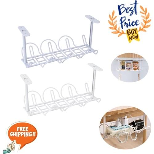 Home Living Room Storage Rack Under Desk Cable Management Tray Wire Cord Power Strip Adapter Organizer Shelf kitchen accessories