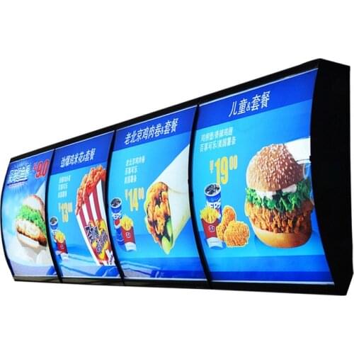 Wall Mounted LED Lightbox Backlit Menu Display System for Restaurant Take away (4 Graphics/Column)
