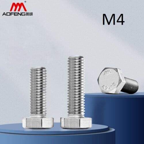 10pcs/lot M4 304 Stainless Steel External Hexagon Cap Screws 4mm Outer Flat Hexagon Head Bolt 50mm 60mm Long