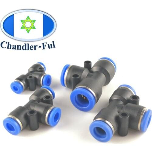 10PCS Tee shape Y Connector Air Pneumatic Push in Connect Fitting 3 equal Tube OD 3 Way Equal Pipe Fitting Air Compressor
