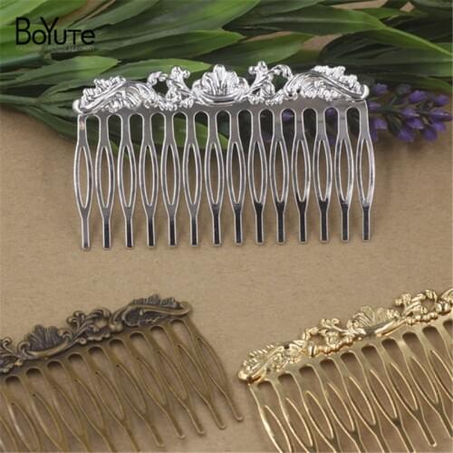 10 Pieces 14 Forks Flower Hair Comb 3 Color Plated Vintage Women Hair Accessories