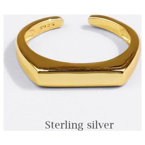 Sole Memory Geometric Smooth Shiny Simple 925 Sterling Silver Female Resizable Opening Rings SRI766
