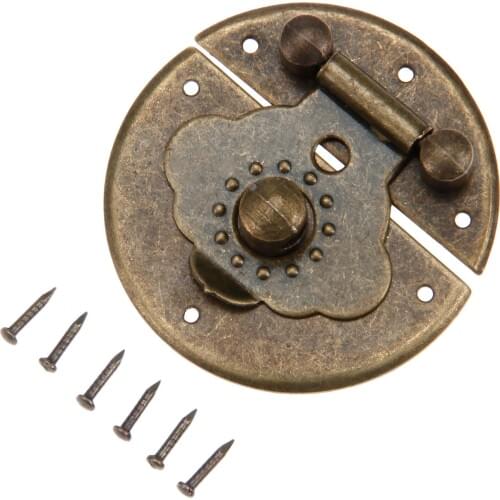 1Pc 40mm Antique Bronze Box Suitcase Round Toggle Latch Clasp Buckles Wooden Gift Box Lock Vintage Furniture Hardware Zinc Alloy