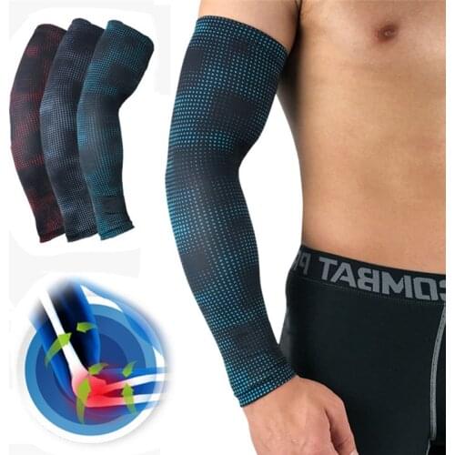 1pcs Men Sunscreen Sport Arm Warmers Sleeves Cycling Running Bicycle Basketball Sun Protection Cuff Cover Protective Arm Sleeves