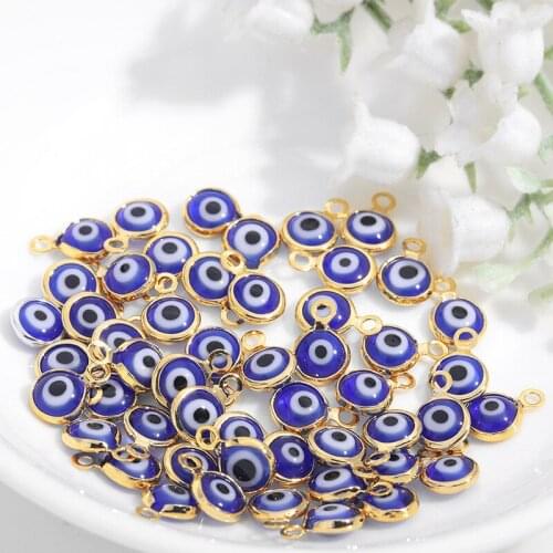 10 pc/set 9*12mmDiy Bracelet Necklace Semi-finished Jewelry Pendant Turkish Blue Eyeball Metal Jewelry Accessories