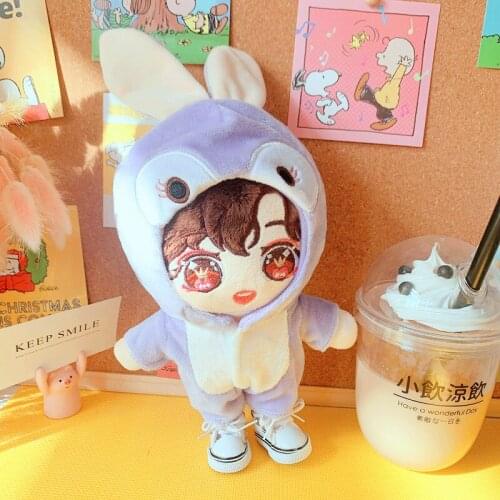 20cm Plush Dolls purple rabbit Clothes Outfit Accessories for Korea Sean Xiao EXO Idol Dolls Bodysuit Clothing Fans Gift