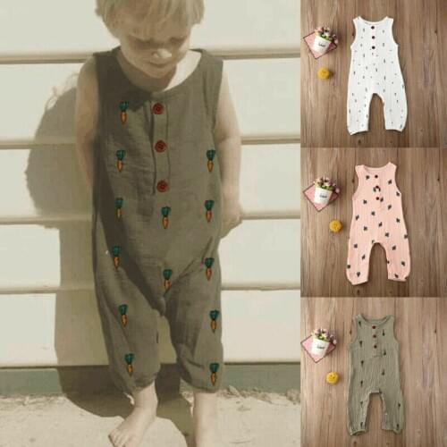 2020 Summer Baby Romper Newborn Baby Boy Girl Clothes Button Romper Cute Carrot Sleeveless Jumpsuit Trousers Inafnt Outfit 0-24M