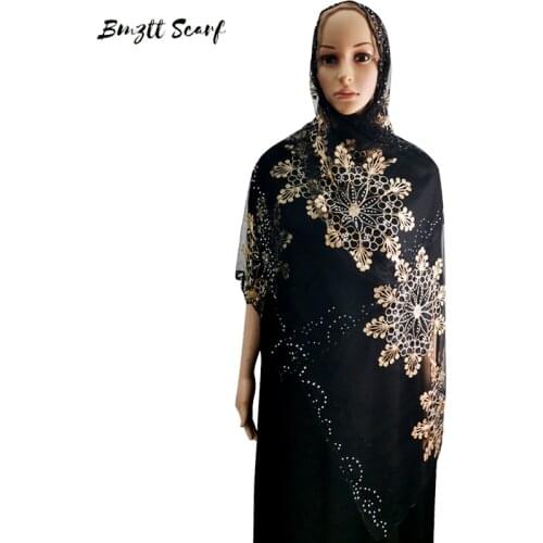 2021 Muslim New Embroidered Diamond Scarf Shawl 200*50cm Outdoor Windproof Mesh Scarf Casual Fashion Shawl BF-209
