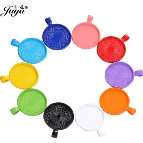 50PCS Colorful Cabochon Pendant Base Settings Jewelry Making DIY Necklace Hand Made 25mm Cameo Alloy Blank Tray Jewellery Crafts
