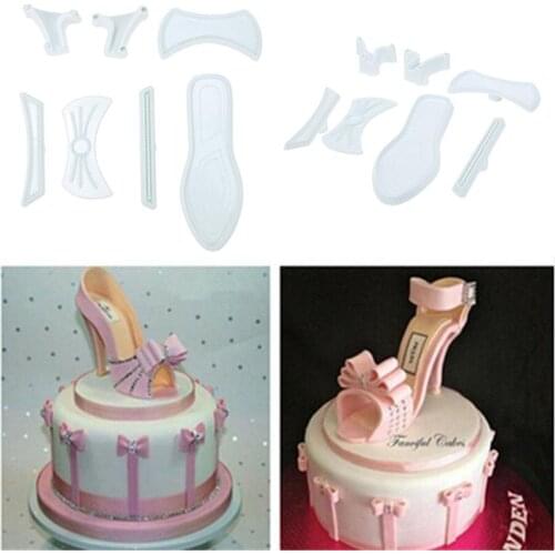9pcs DIY Plastic Fondant Cookie Mould High Heel Cake Embossed Mold Baking Decoration Tools Cake Mold Baking Accessories FM1739