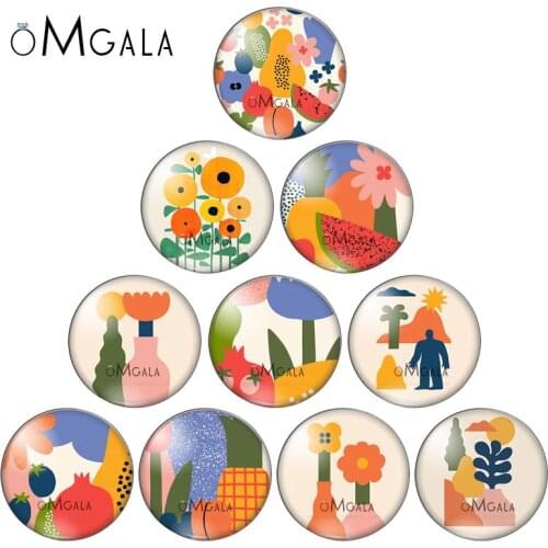New Art Abstract illustration Flowers 10pcs mixed 12mm/18mm/20mm/25mm Round photo demo glass cabochon flat back Making findings