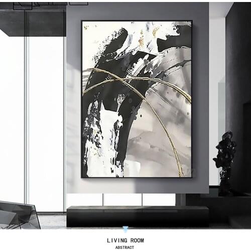 Abstract canvas painting for bedroom modern oil painting black white picture decoration living room wall canvas wall art handmad